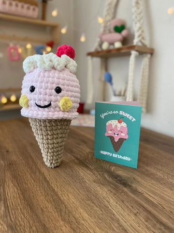 Birthday Card & Ice Cream Cone Crochet Pattern