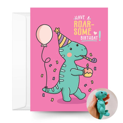 Birthday Card & Dinosaur Crochet Pattern