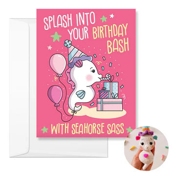 Birthday Card & Seahorse Crochet Pattern