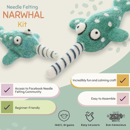 Needle Felting Narwhal Kit