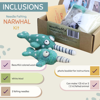 Needle Felting Narwhal Kit