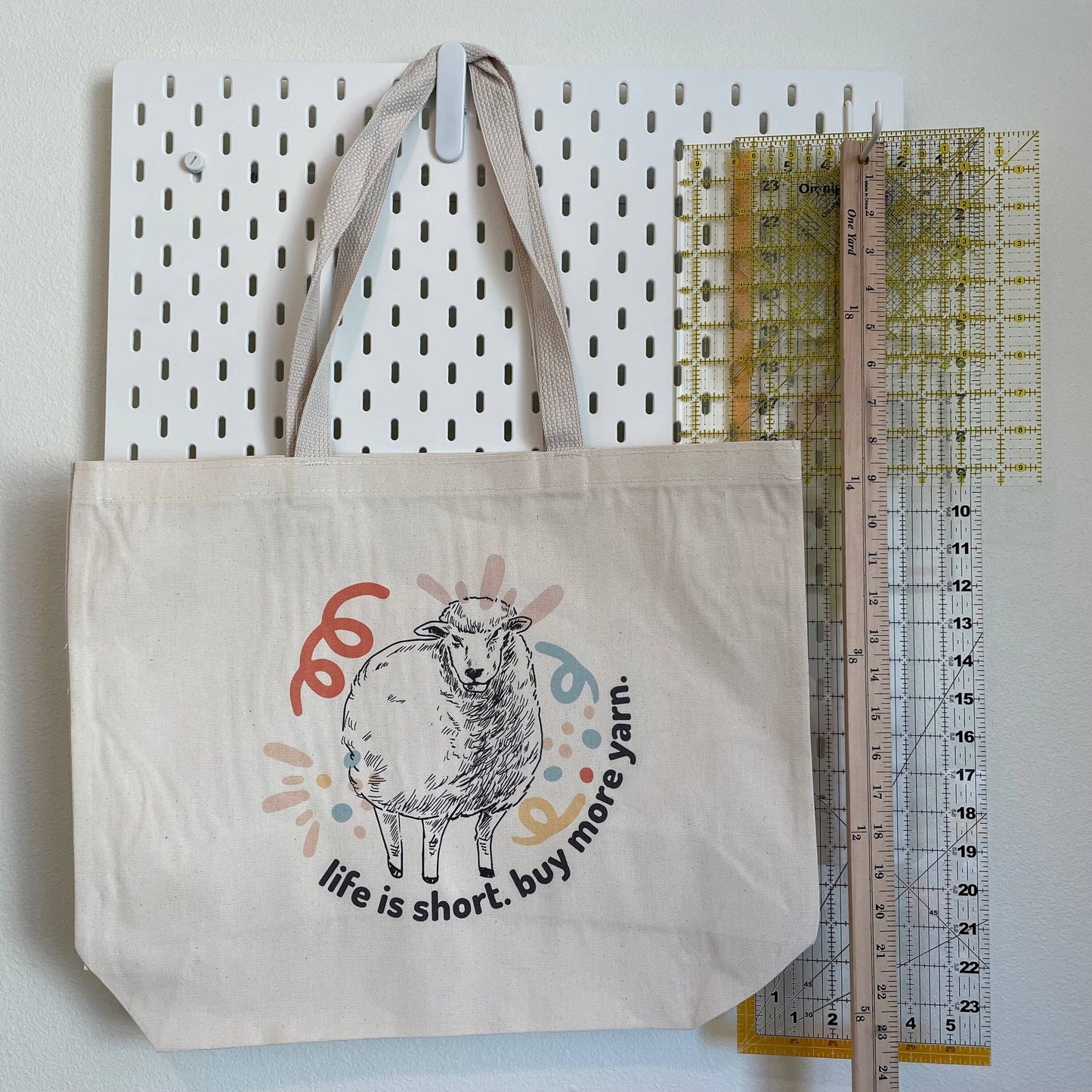 Cotton Canvas Project Bag; Life is Short. Buy More Yarn.